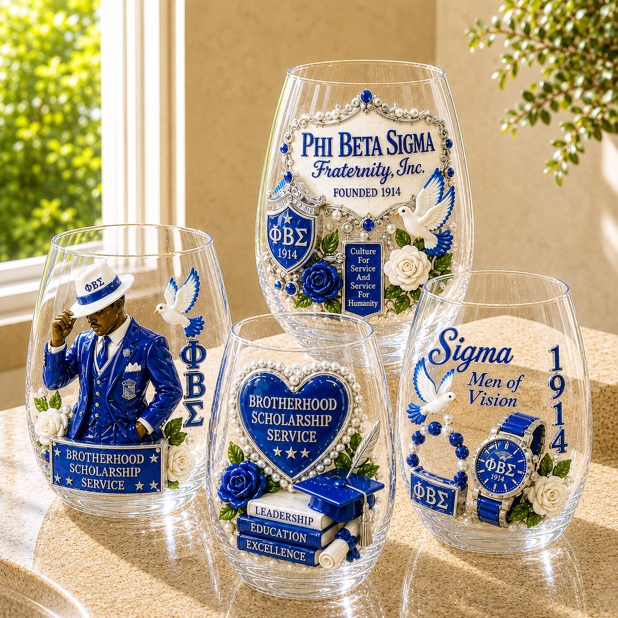 Premium PBSM Stemless Wine Glass Set TMH