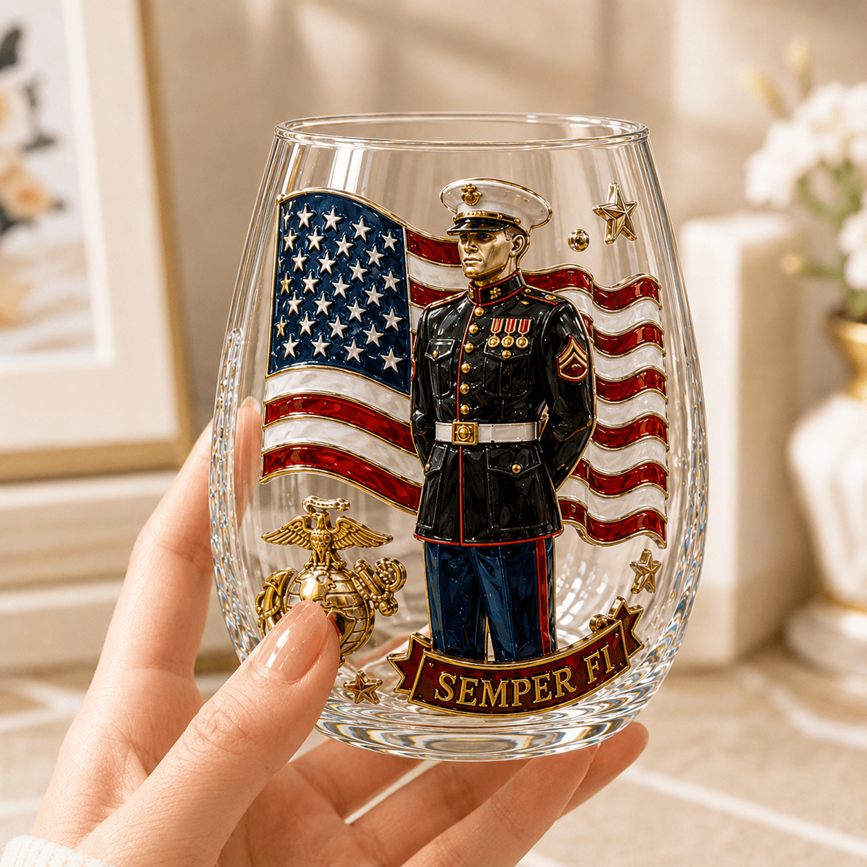 Premium USMC Stemless Wine Glass Set TTTT