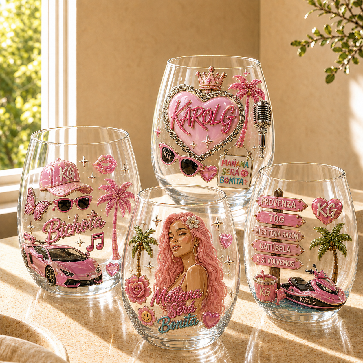 Premium KRG Stemless Wine Glass Set TMH