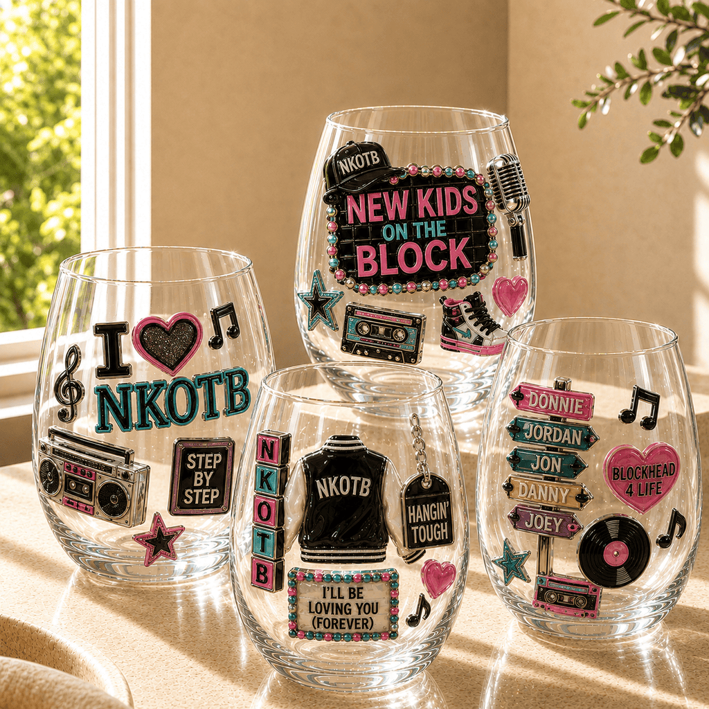 Premium NKOTB Stemless Wine Glass Set TMH