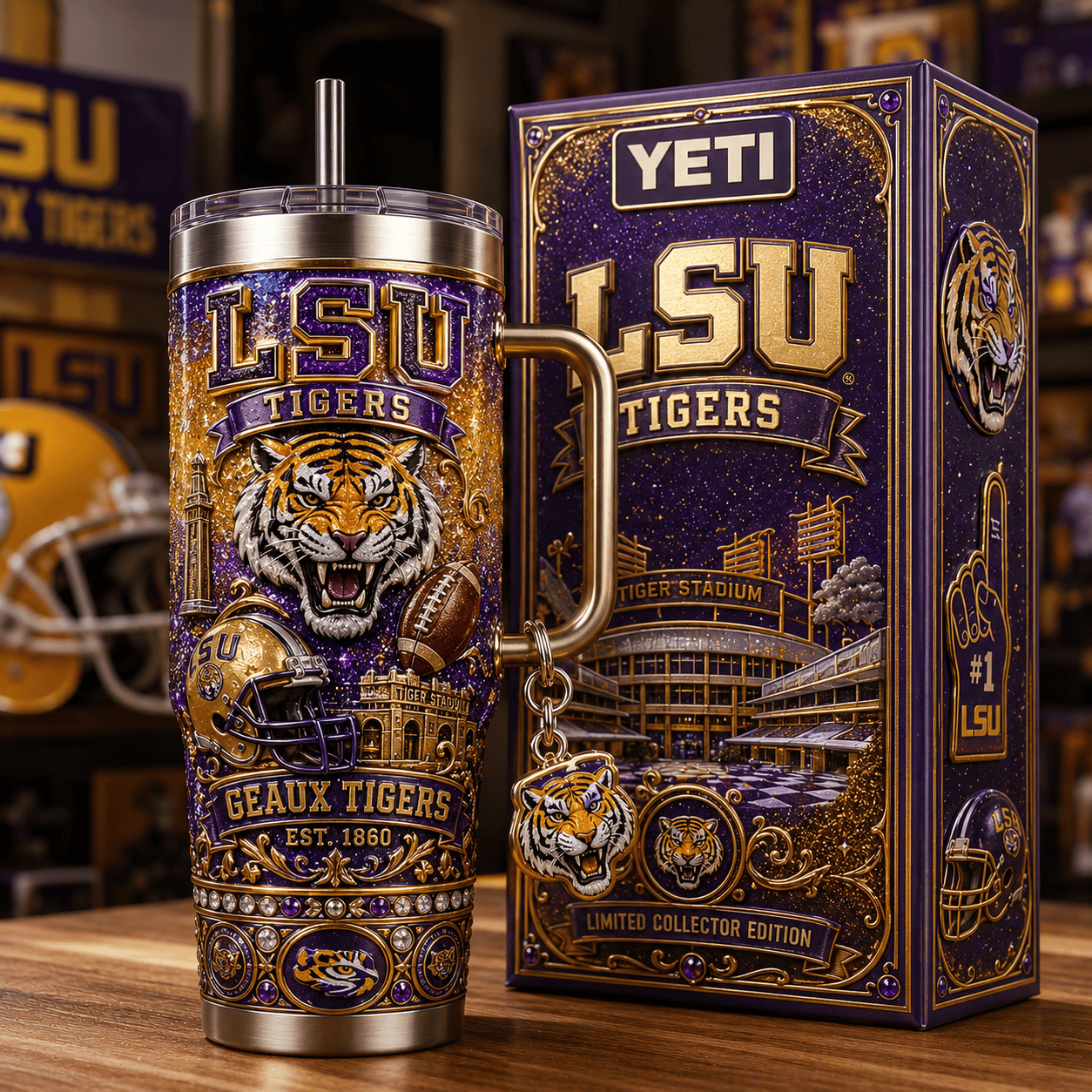 LSU 40oz Tumbler With Handle TTNL