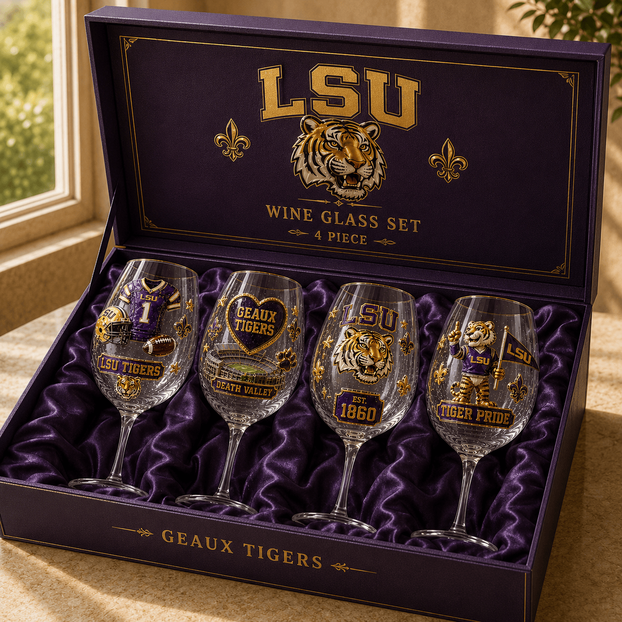 Premium LSU Wine Glass Cup NHVH